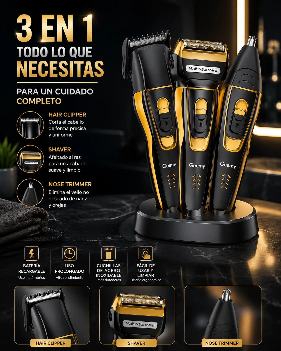 Máquina barbera Geemy 3 en 1
